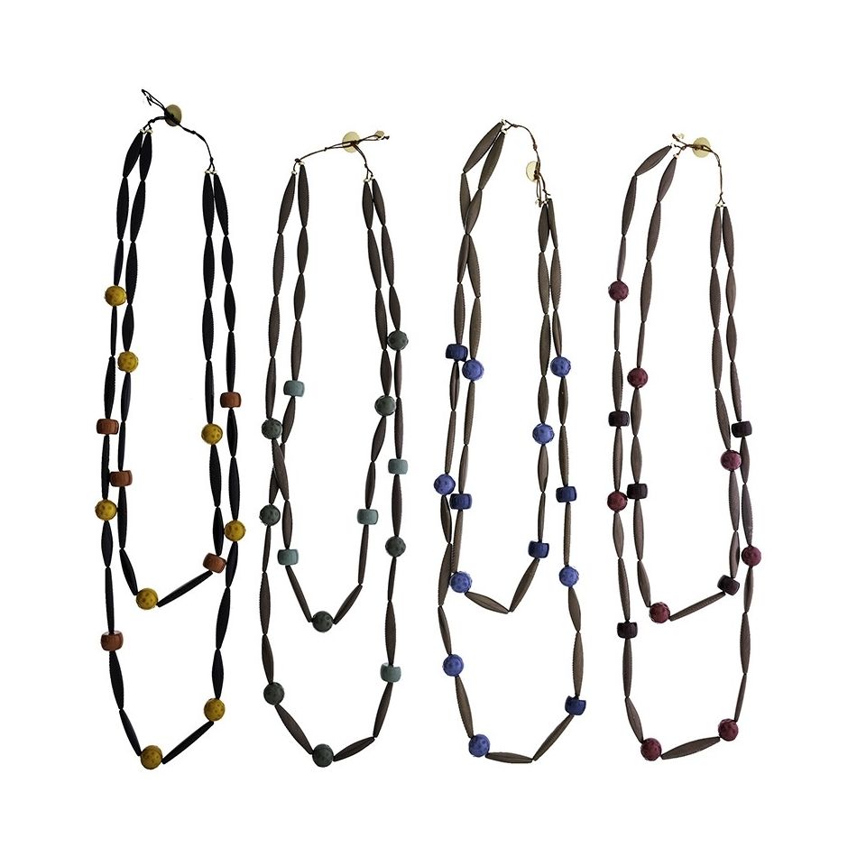 LONG DOUBLE RESIN BEADS NECKLACE