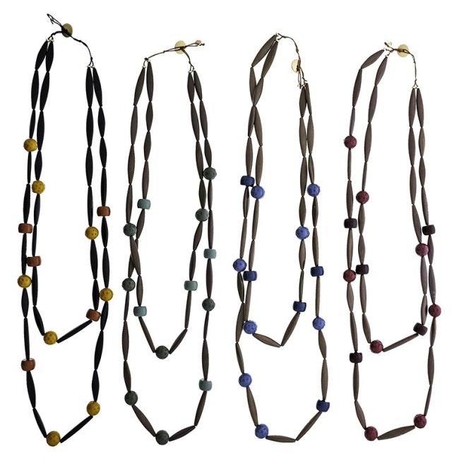 LONG DOUBLE RESIN BEADS NECKLACE