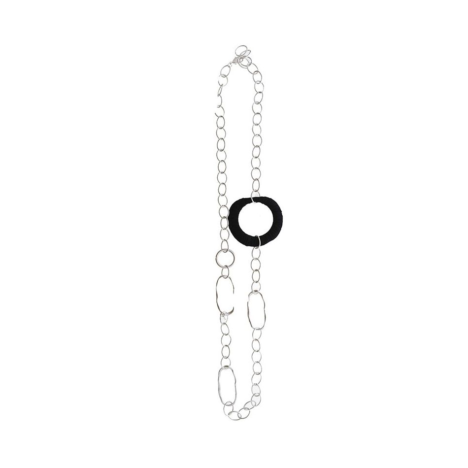 COLLAR LARGO CADENA ANILLA METAL RAFIA
