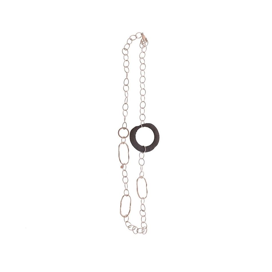 COLLAR LARGO CADENA ANILLA METAL RAFIA
