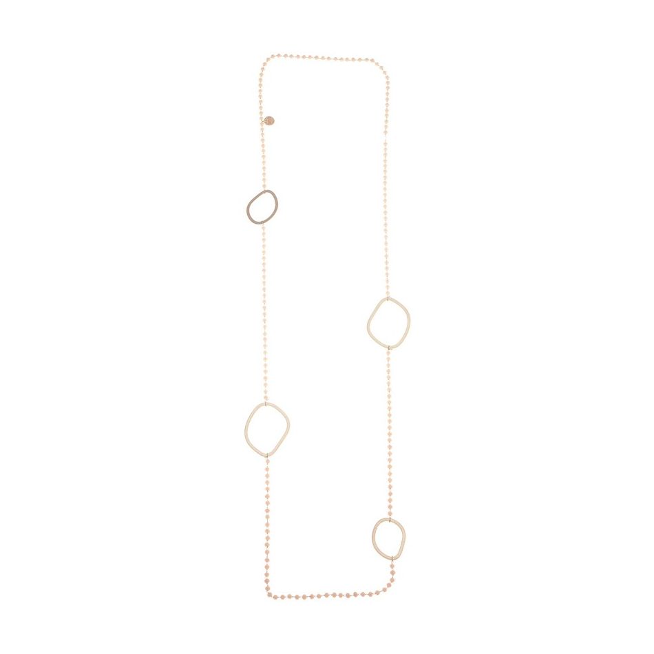 LONG NECKLACE WITH FACETED CRYSTALS WITH METAL RINGS