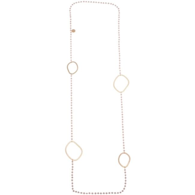LONG NECKLACE WITH FACETED CRYSTALS WITH METAL RINGS