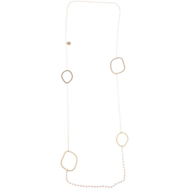 LONG NECKLACE WITH FACETED CRYSTALS WITH METAL RINGS 2