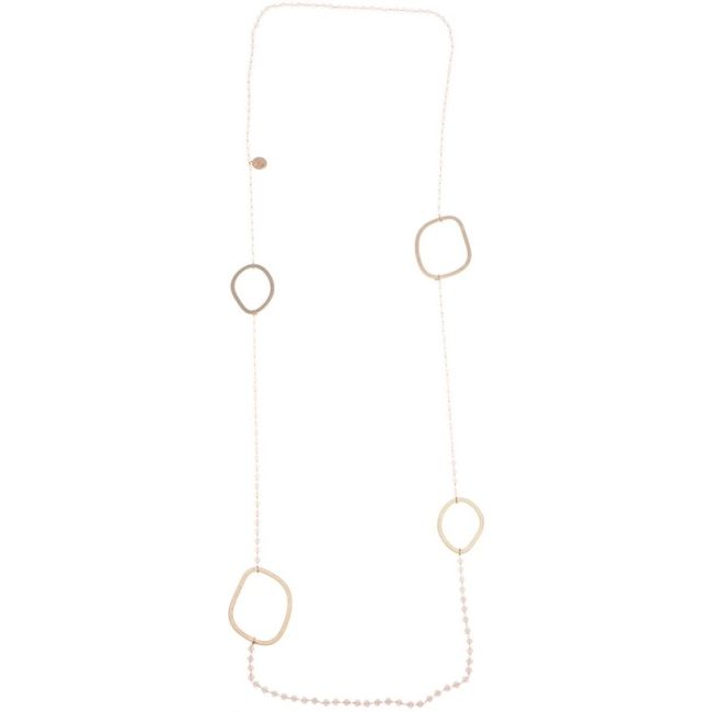 LONG NECKLACE WITH FACETED CRYSTALS WITH METAL RINGS