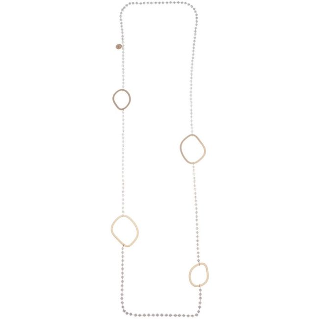 LONG NECKLACE WITH FACETED CRYSTALS WITH METAL RINGS
