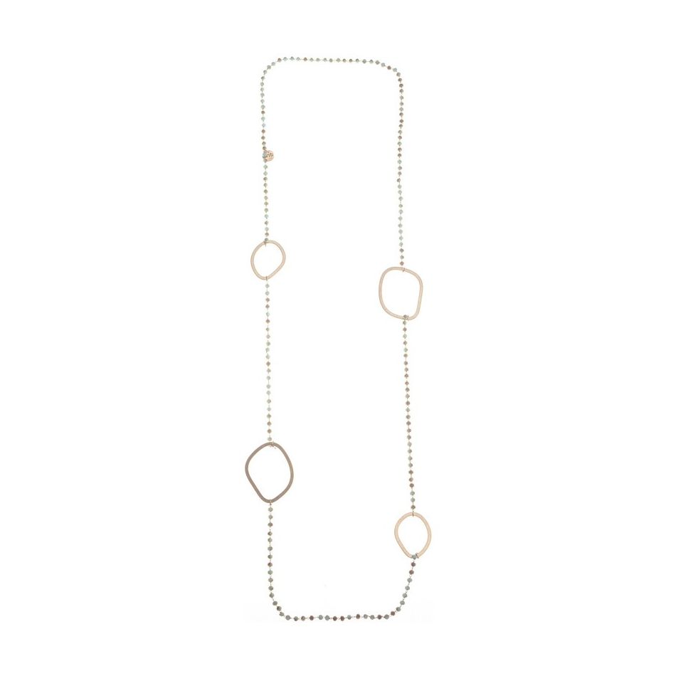 COLLAR LARGO CRISTALES FACETADOS ANILLAS METAL
