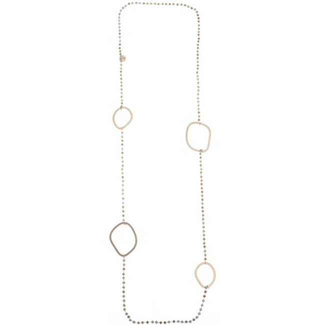 LONG NECKLACE WITH FACETED CRYSTALS WITH METAL RINGS