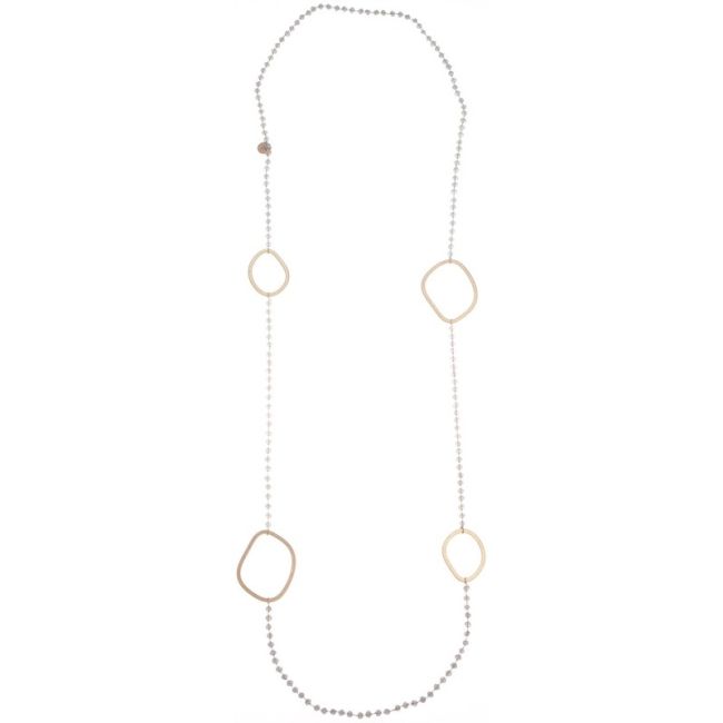 LONG NECKLACE WITH FACETED CRYSTALS WITH METAL RINGS