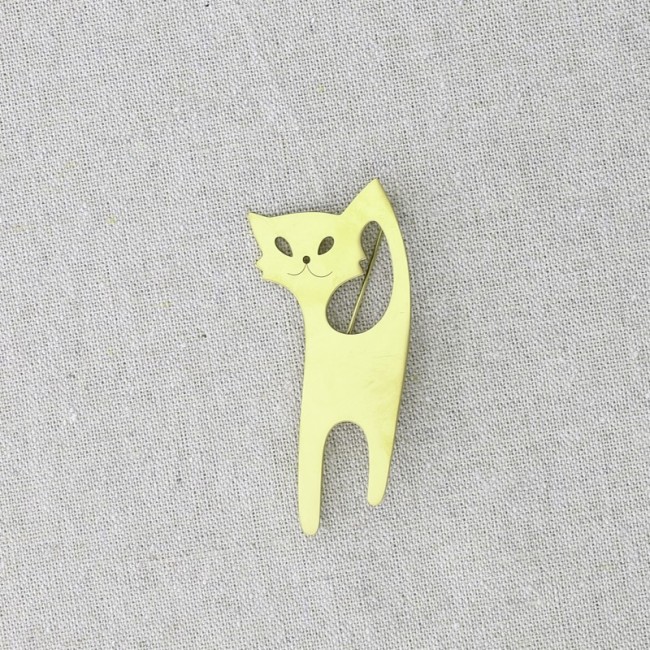 STEEL CAT BROOCH