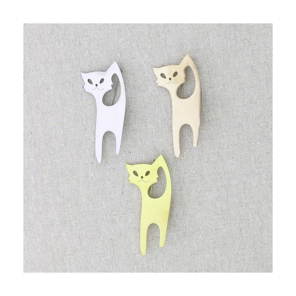 STEEL CAT BROOCH