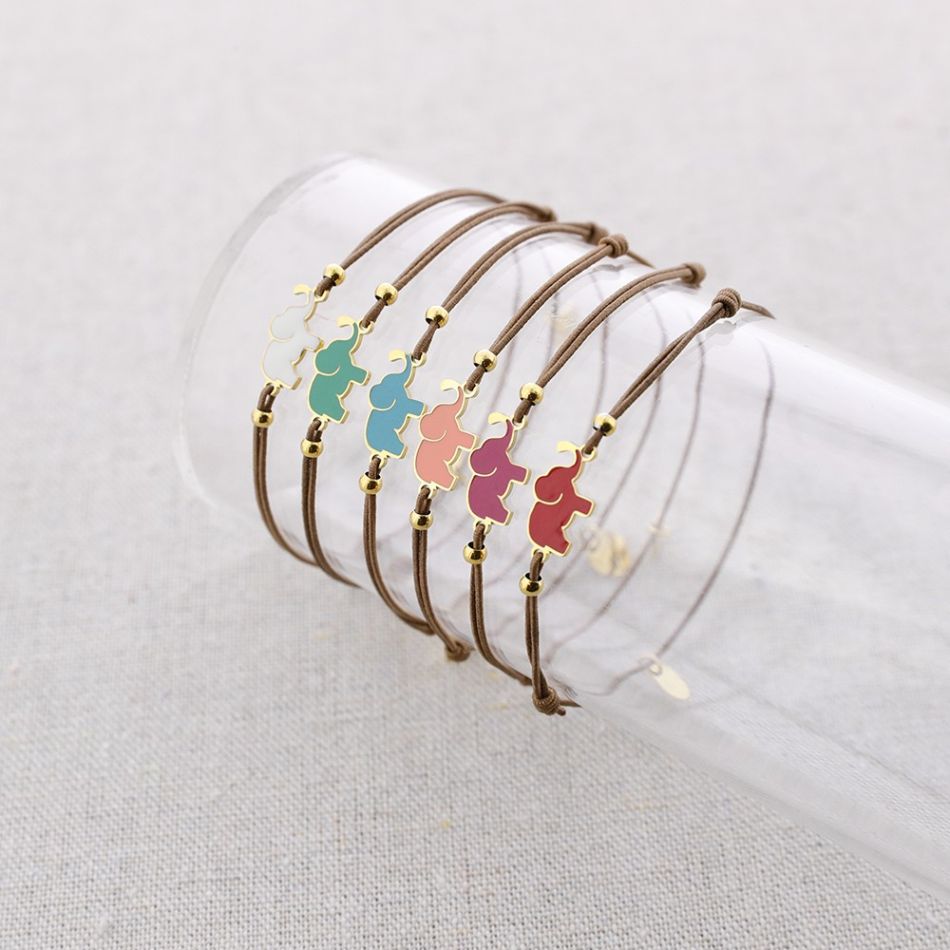 PULSERA ELÁSTICA ACERO ELEFANTE ESMALTE