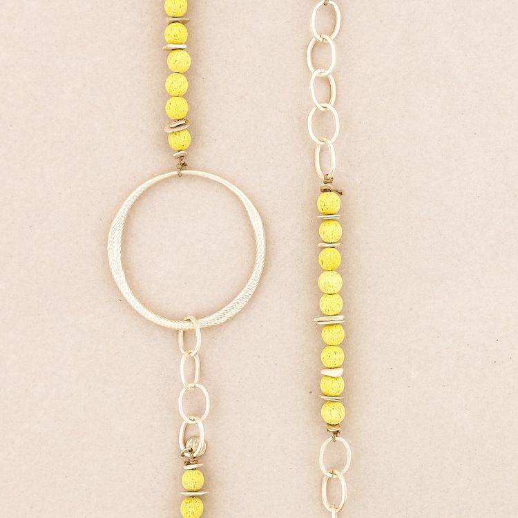 COLLAR LARGO CADENA CUENTAS LAVAS ANILLA METAL 2