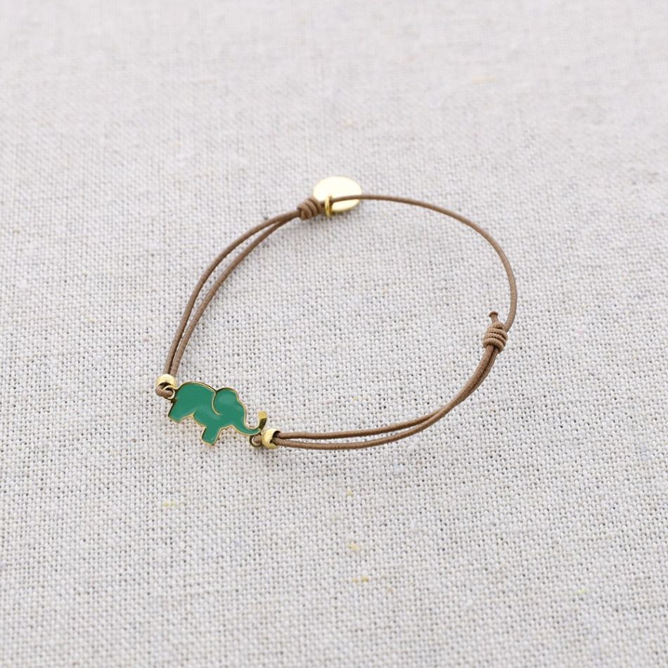 PULSERA ELÁSTICA ACERO ELEFANTE ESMALTE