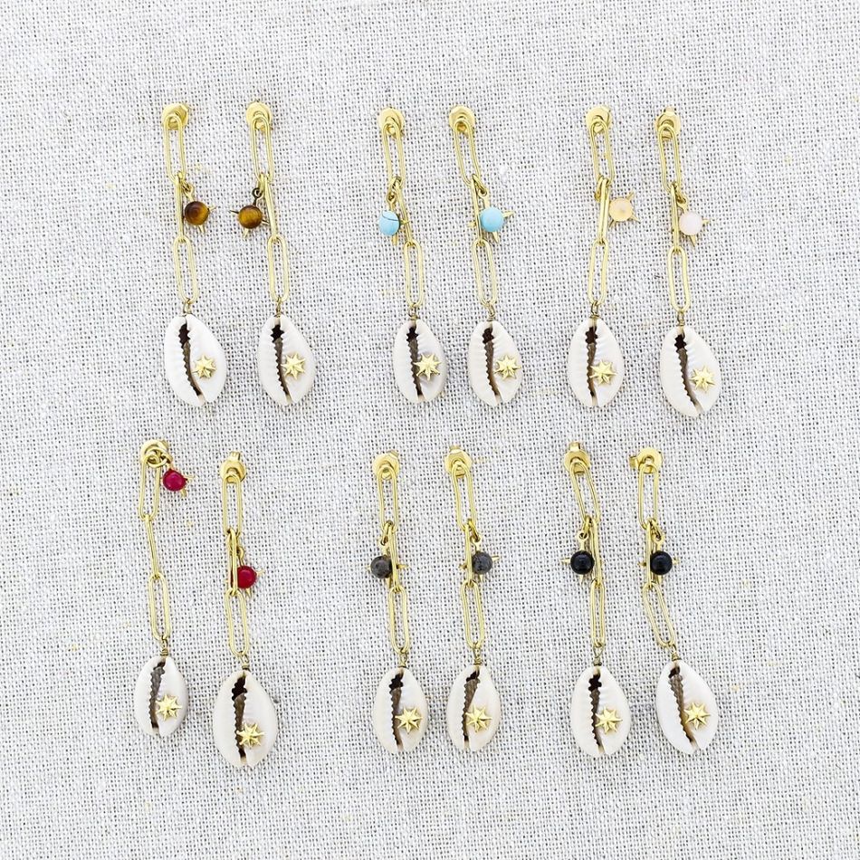 PENDIENTES ACERO COLGANTE CONCHA