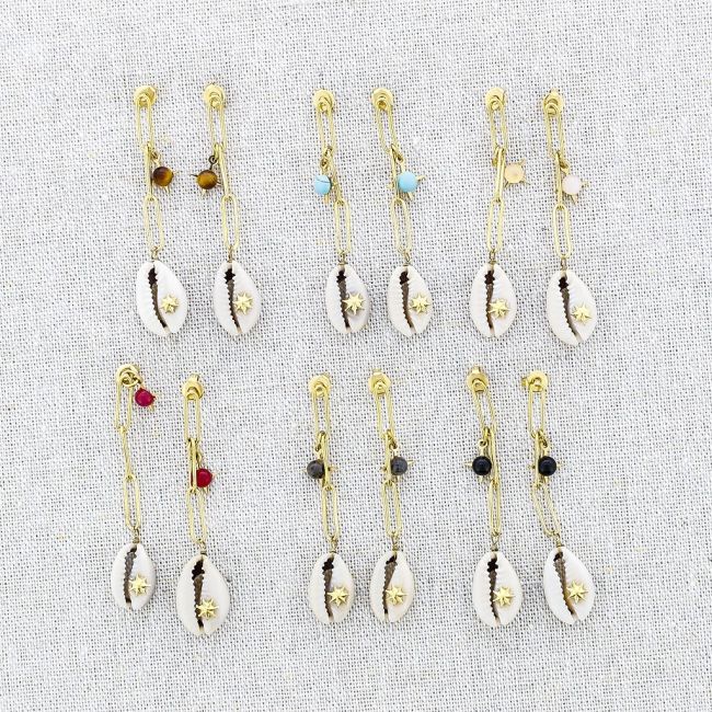 PENDIENTES ACERO COLGANTE CONCHA