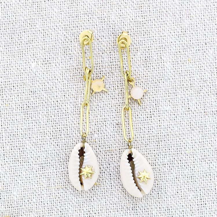 PENDIENTES ACERO COLGANTE CONCHA