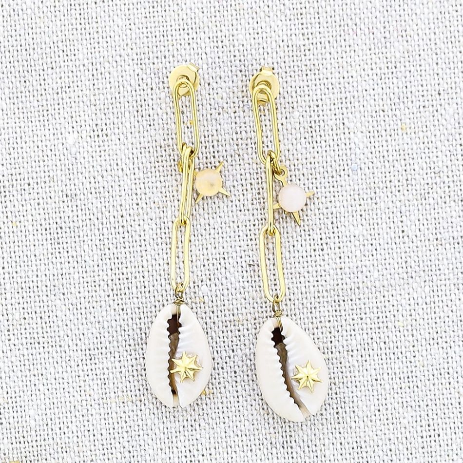 PENDIENTES ACERO COLGANTE CONCHA