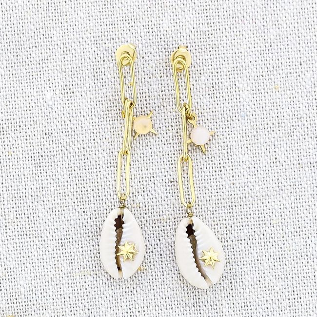 PENDIENTES ACERO COLGANTE CONCHA