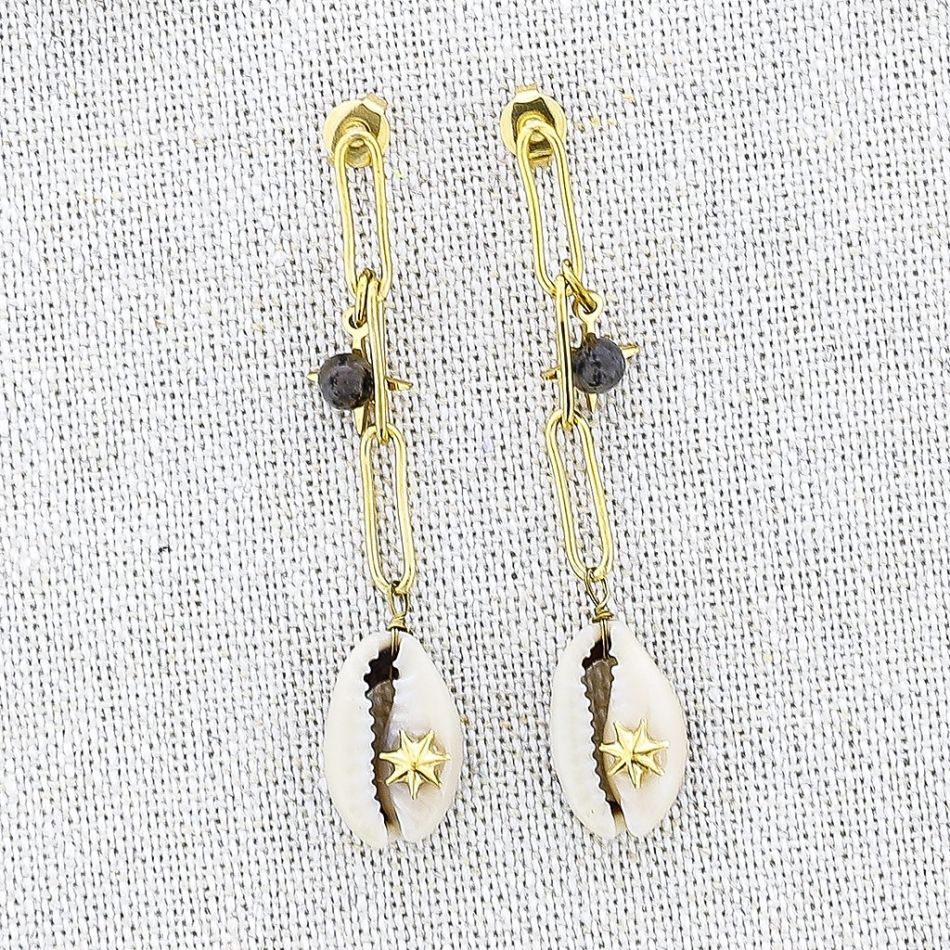 PENDIENTES ACERO COLGANTE CONCHA