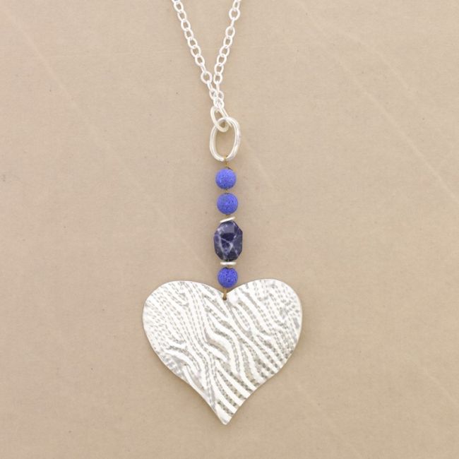 COLLAR LARGO CADENA COLGANTE PIEDRA CORAZÓN METAL