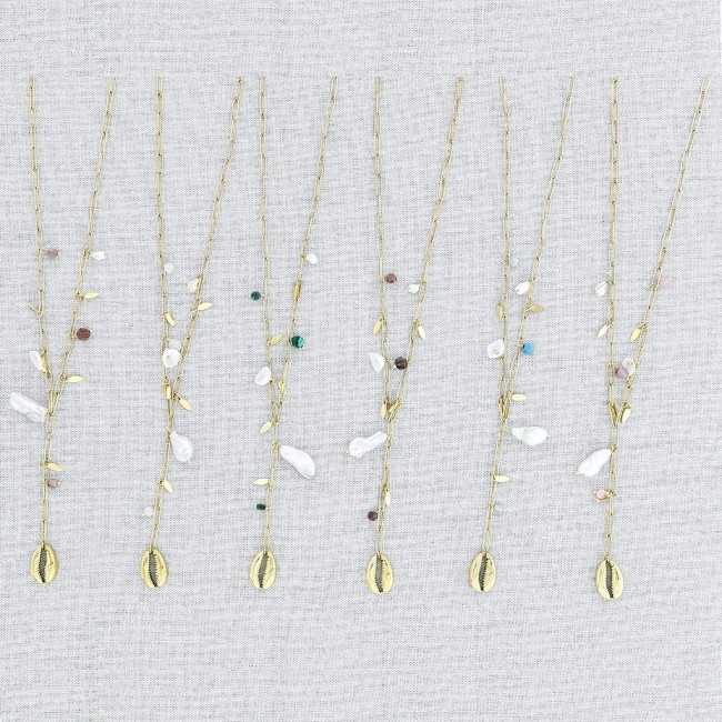 PEARL SHELL PENDANT CHAIN STEEL NECKLACE 51CM