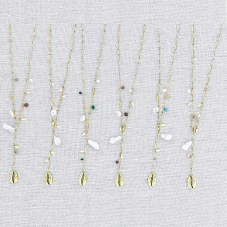 PEARL SHELL PENDANT CHAIN STEEL NECKLACE 51CM