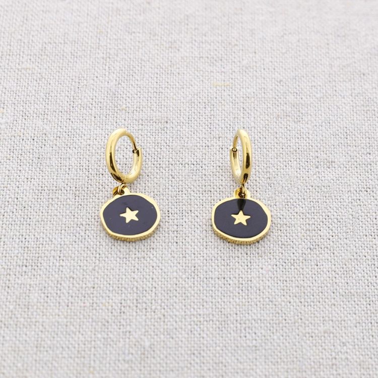 PENDIENTES ACERO MEDALLITA ESMALTE ESTRELLA