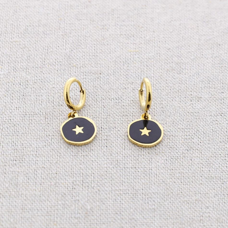 PENDIENTES ACERO MEDALLITA ESMALTE ESTRELLA