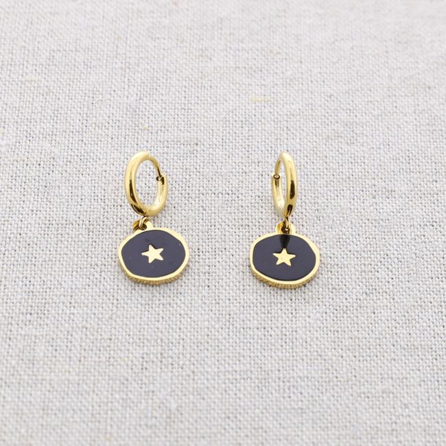 PENDIENTES ACERO MEDALLITA ESMALTE ESTRELLA