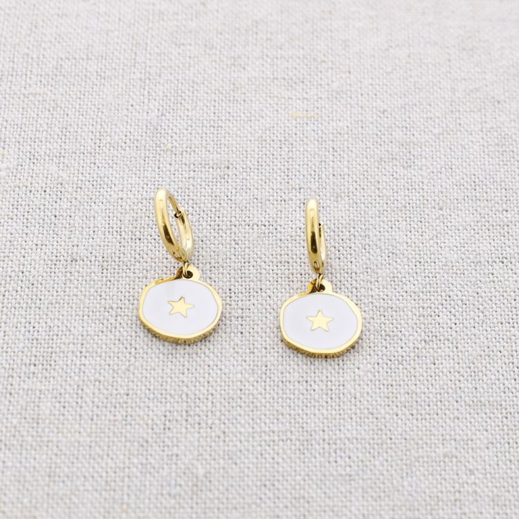 PENDIENTES ACERO MEDALLITA ESMALTE ESTRELLA 2