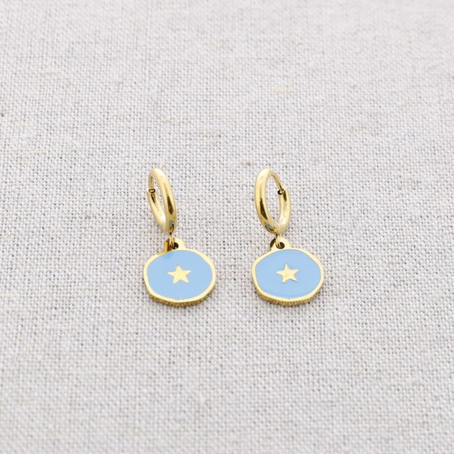 PENDIENTES ACERO MEDALLITA ESMALTE ESTRELLA