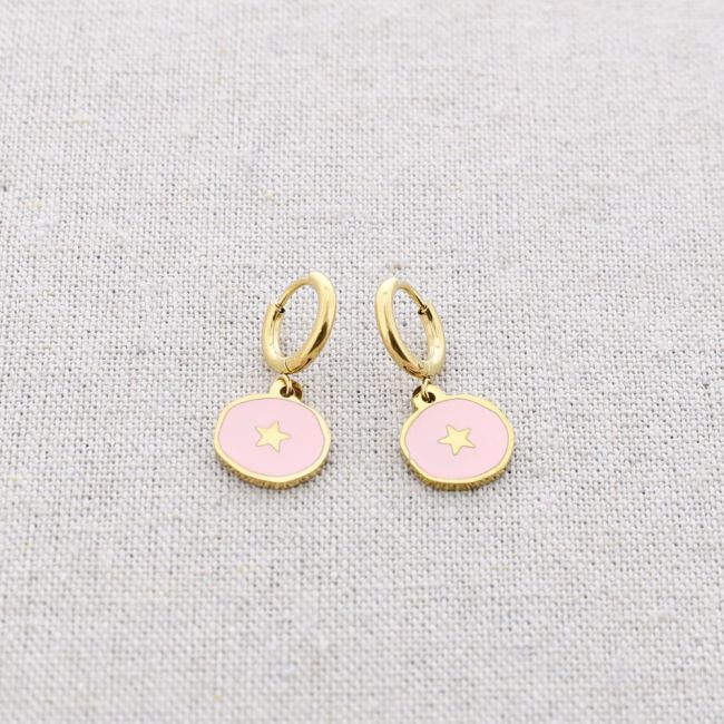 PENDIENTES ACERO MEDALLITA ESMALTE ESTRELLA