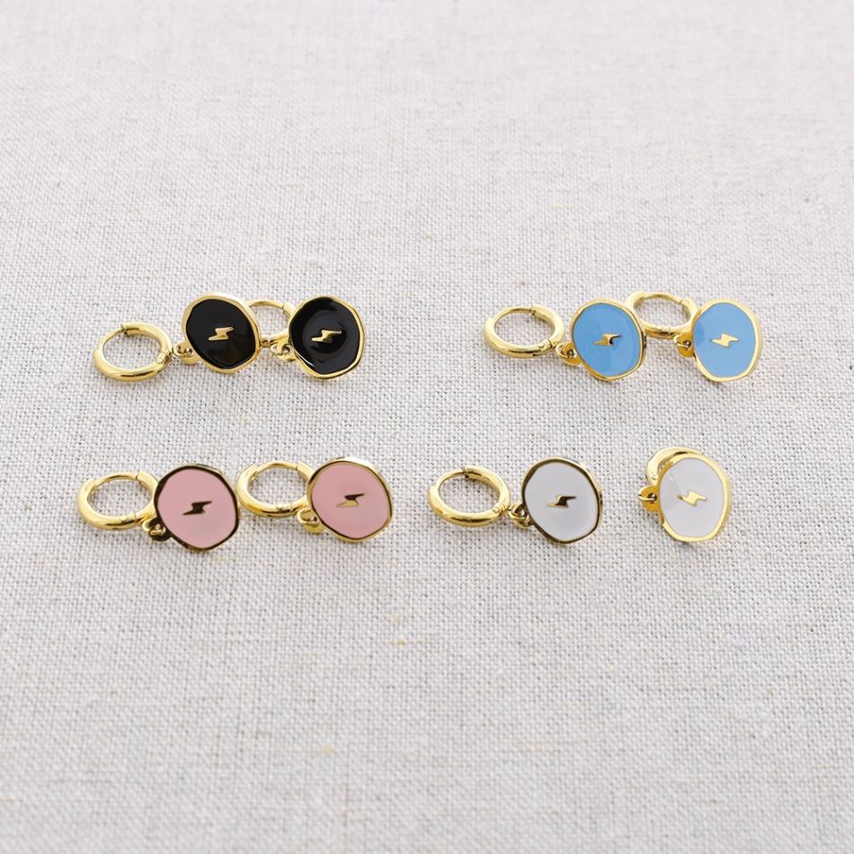 LIGHTNING ENAMEL MEDAL STEEL EARRINGS