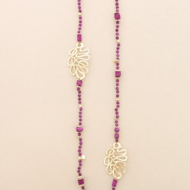 LONG NECKLACE LAVA BEADS METAL FIGURES
