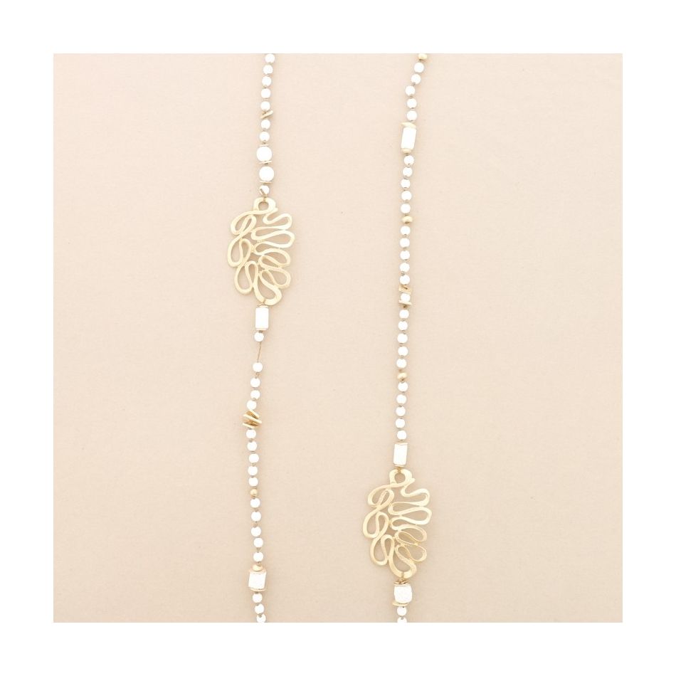 LONG NECKLACE LAVA BEADS METAL FIGURES