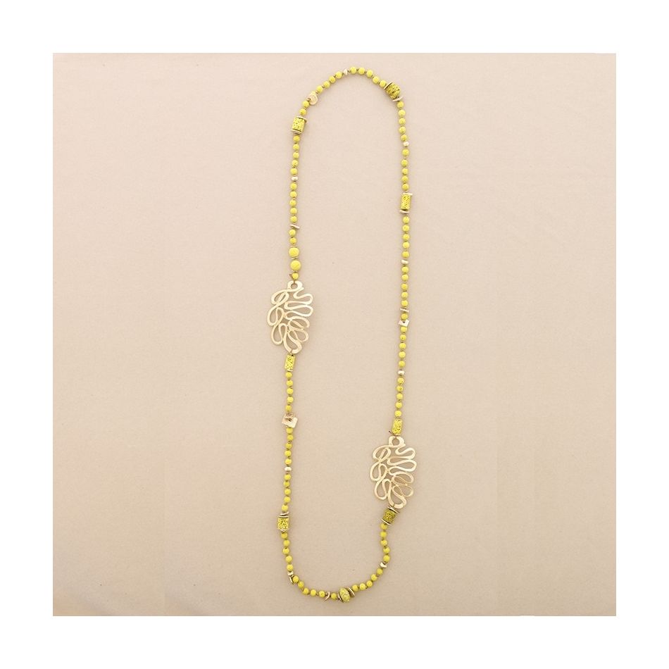 COLLAR LARGO CUENTAS LAVAS FIGURAS METAL