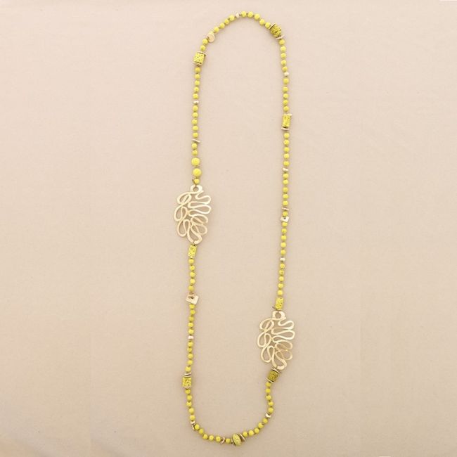 LONG NECKLACE LAVA BEADS METAL FIGURES
