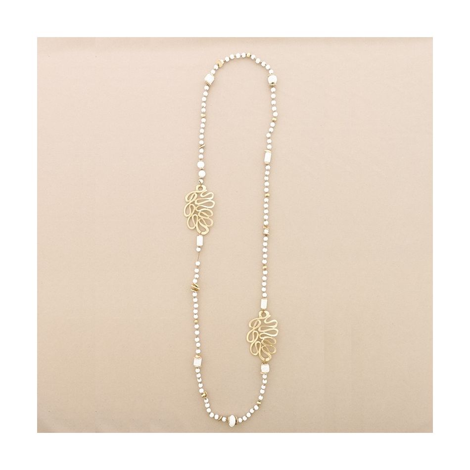 COLLAR LARGO CUENTAS LAVAS FIGURAS METAL