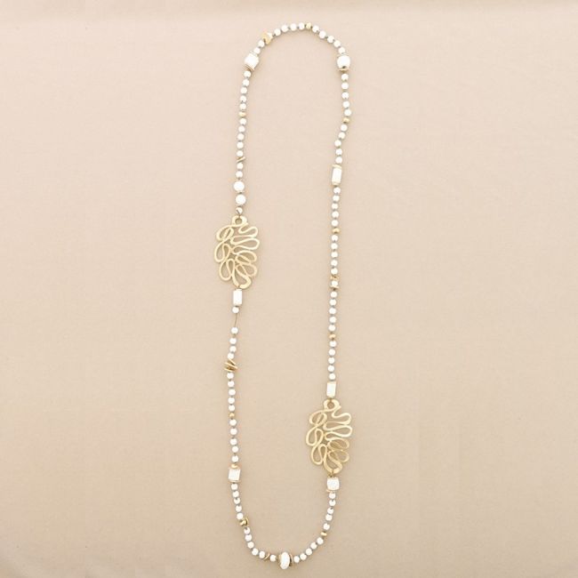 LONG NECKLACE LAVA BEADS METAL FIGURES