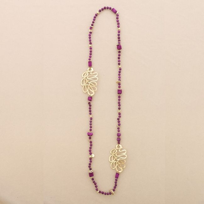 LONG NECKLACE LAVA BEADS METAL FIGURES