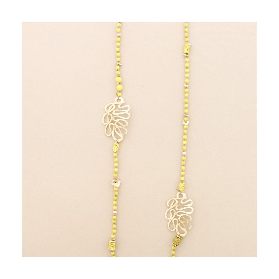 COLLAR LARGO CUENTAS LAVAS FIGURAS METAL
