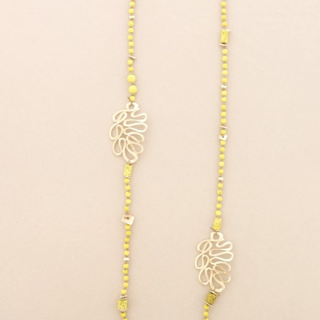 LONG NECKLACE LAVA BEADS METAL FIGURES