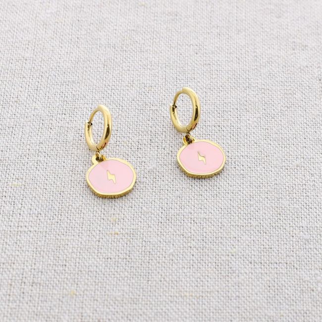 LIGHTNING ENAMEL MEDAL STEEL EARRINGS