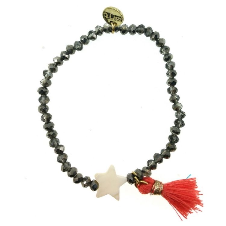 PULSERA CUENTAS FACETADAS FLECO