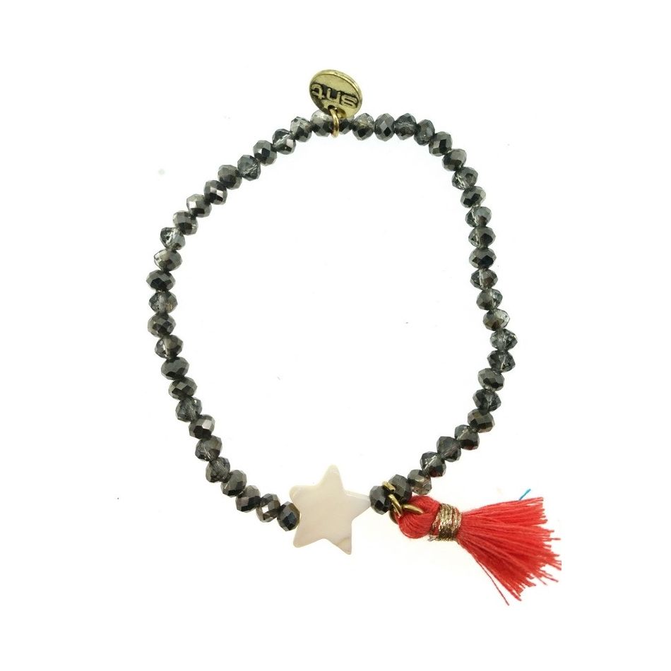 PULSERA CUENTAS FACETADAS FLECO