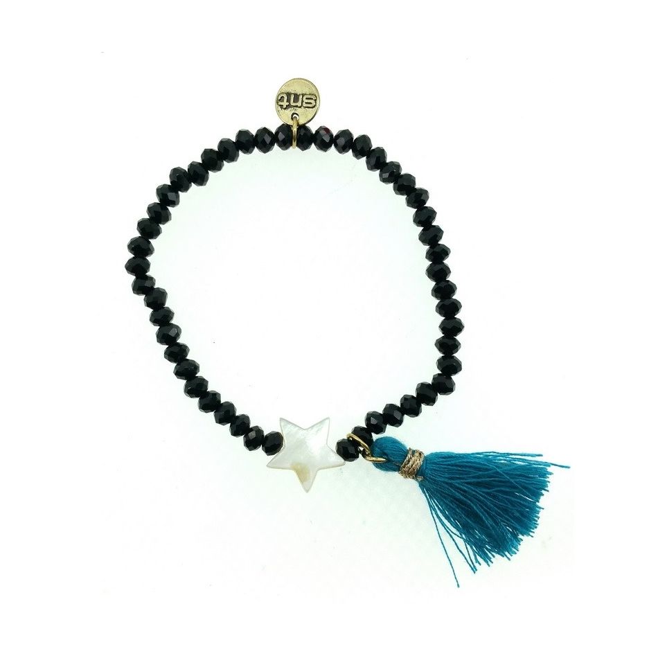 PULSERA CUENTAS FACETADAS FLECO
