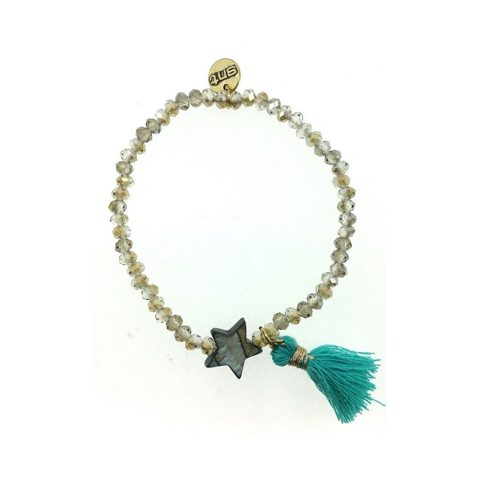 PULSERA CUENTAS FACETADAS FLECO
