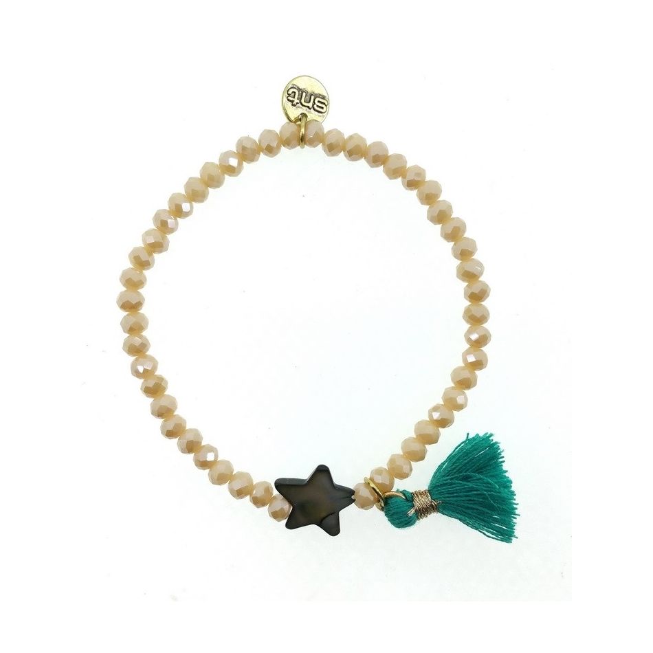 PULSERA CUENTAS FACETADAS FLECO