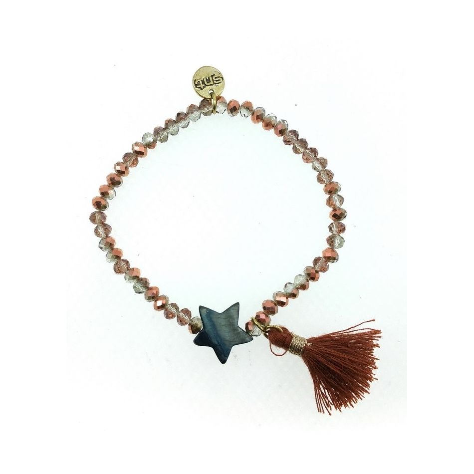 PULSERA CUENTAS FACETADAS FLECO
