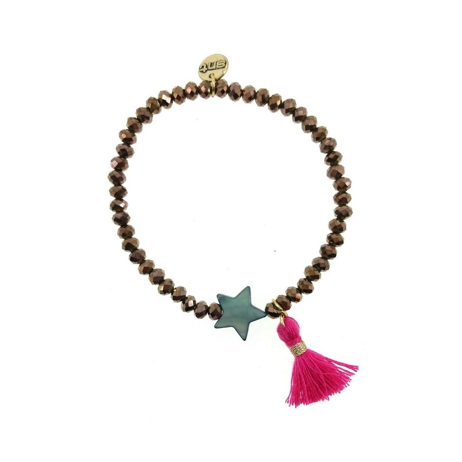 PULSERA CUENTAS FACETADAS FLECO